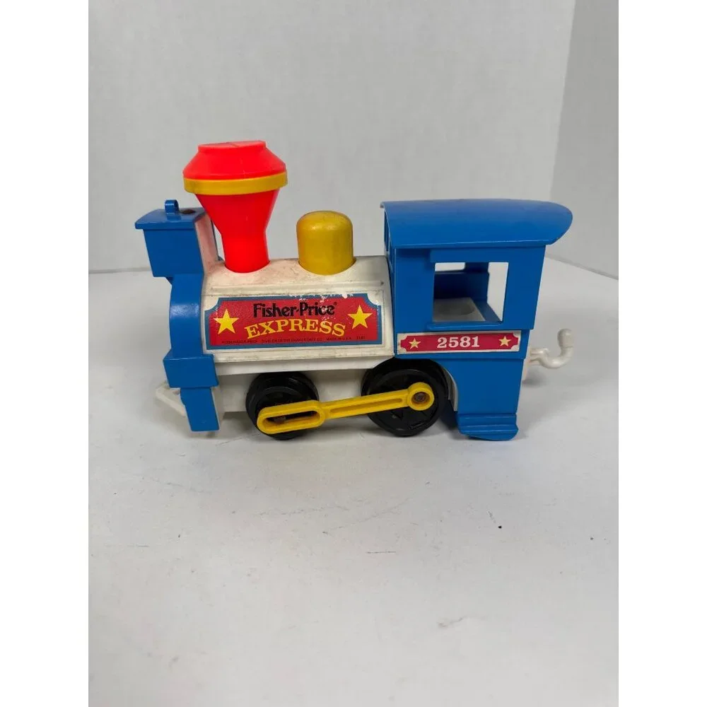Vtg 1986 Fisher Price Circus Express Train 2581 Whistle Sound Engine‎ Pull Toy
